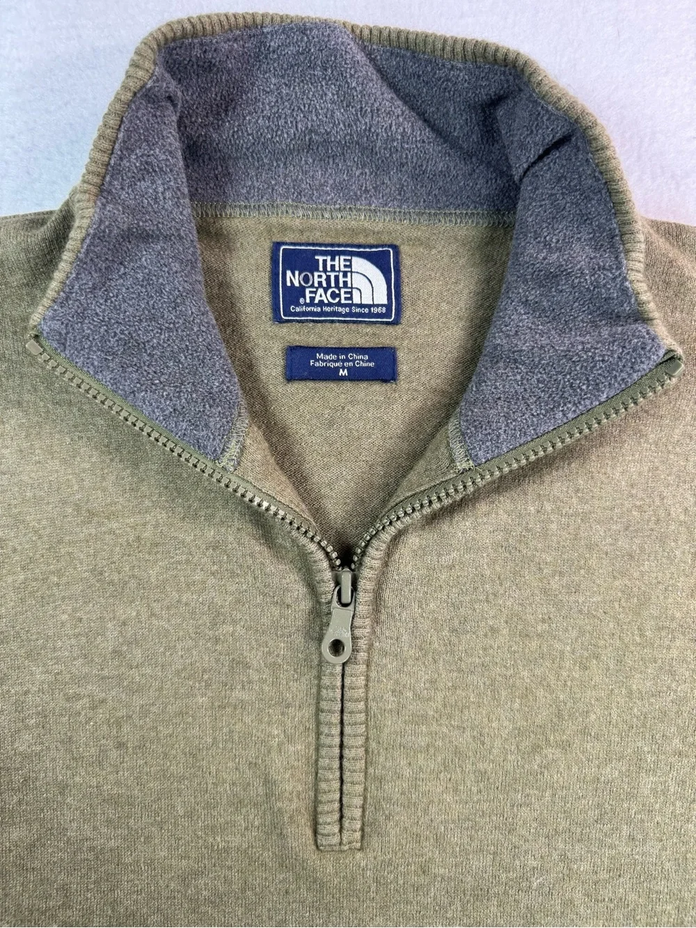 The North Face Wool Blend 1/4 Zip Sweater Men’s Medium Olive Green